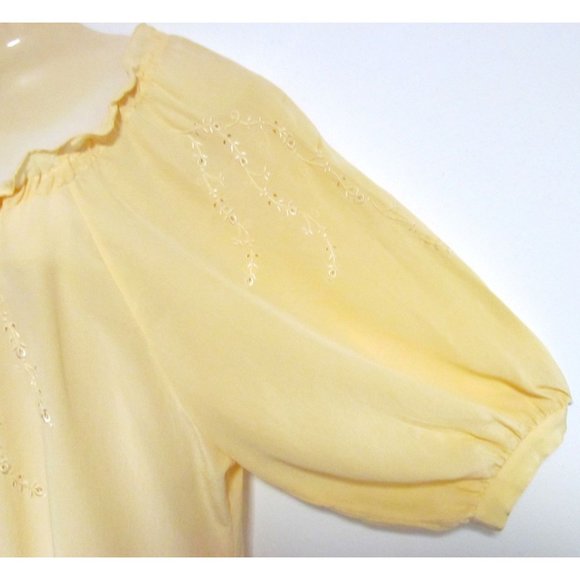 Pierre Cardin Yellow Silk Peasant Blouse - Picture 9 of 12